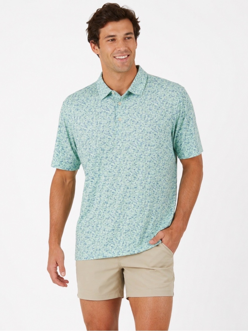 Peter Millar Men’s Seaside Fish Polo Golf Lightweight Performance Shirt Size XL